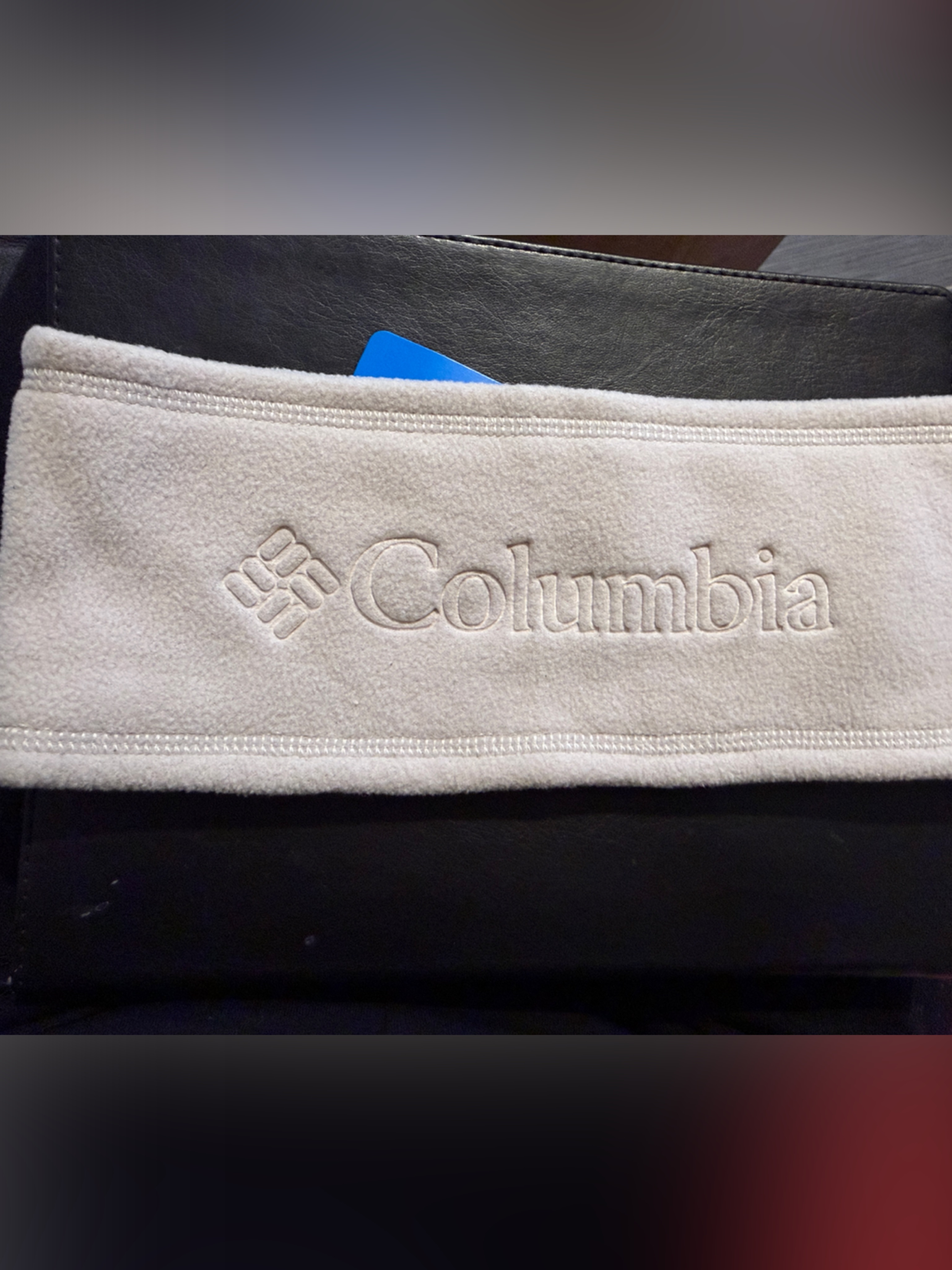 Columbia Cream Fleece Headband With Embroidered Logo